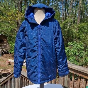 Kids Navy Blue Hooded Lands End Jacket, Sz L 10-12